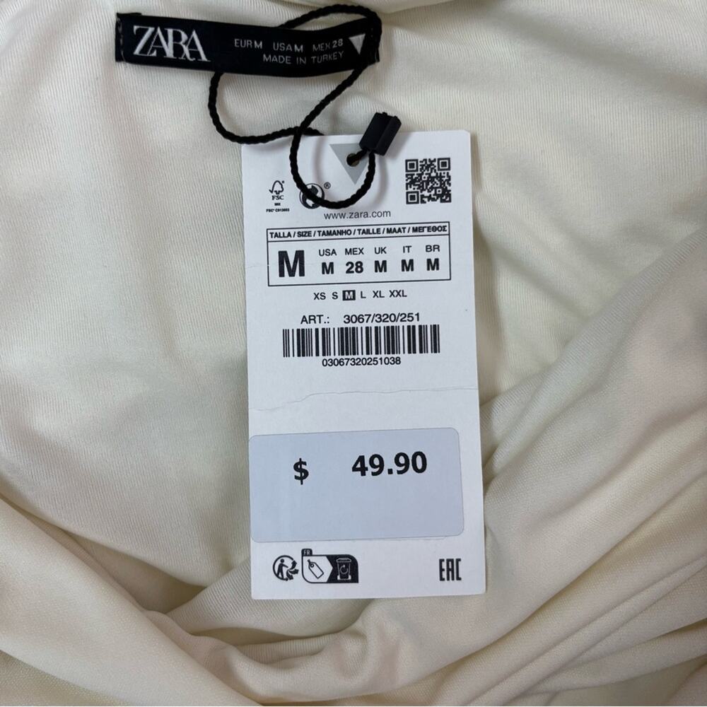 Zara Dress Size Medium Off the Shoulder Mini Ruched - Picture 8 of 9